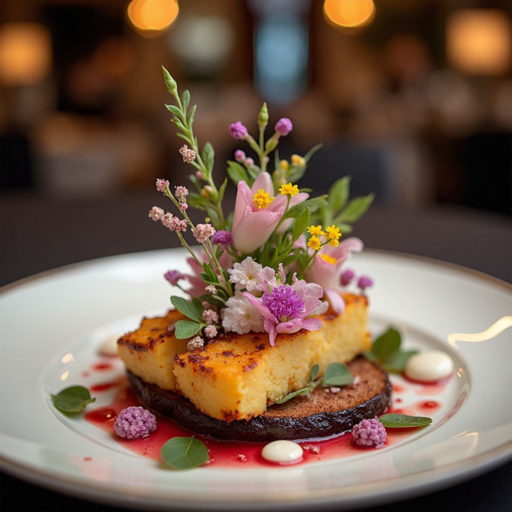 Innovative culinary presentation at upscale event