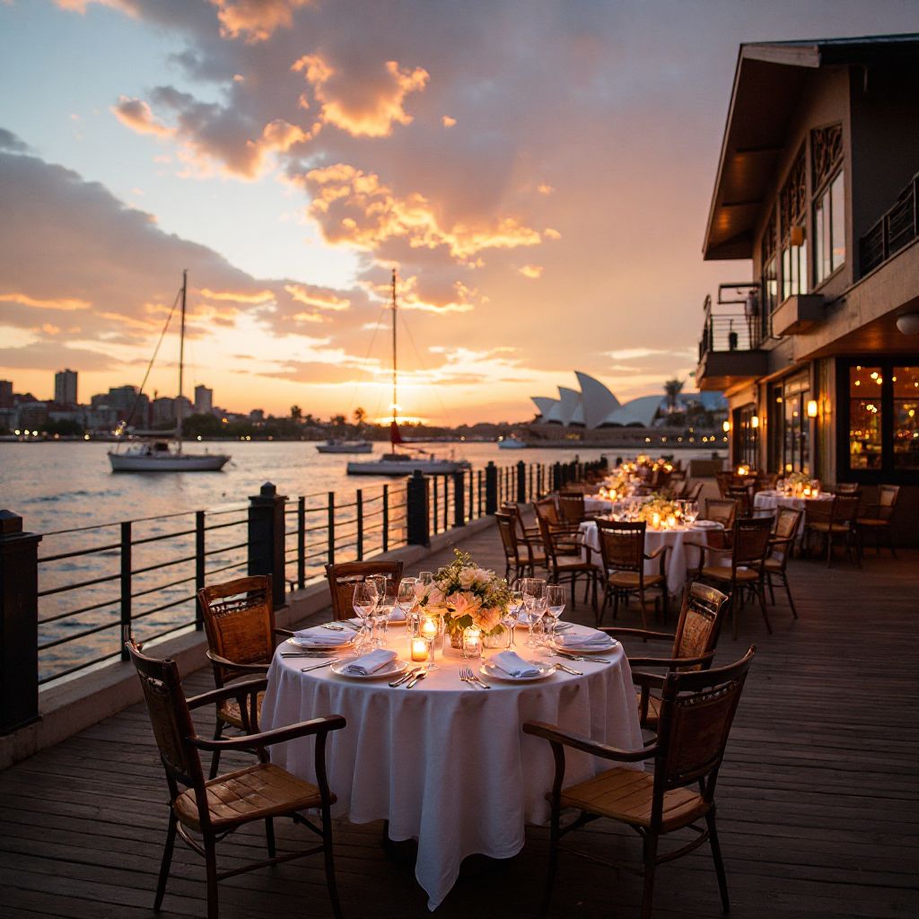 Luxury waterfront wedding reception